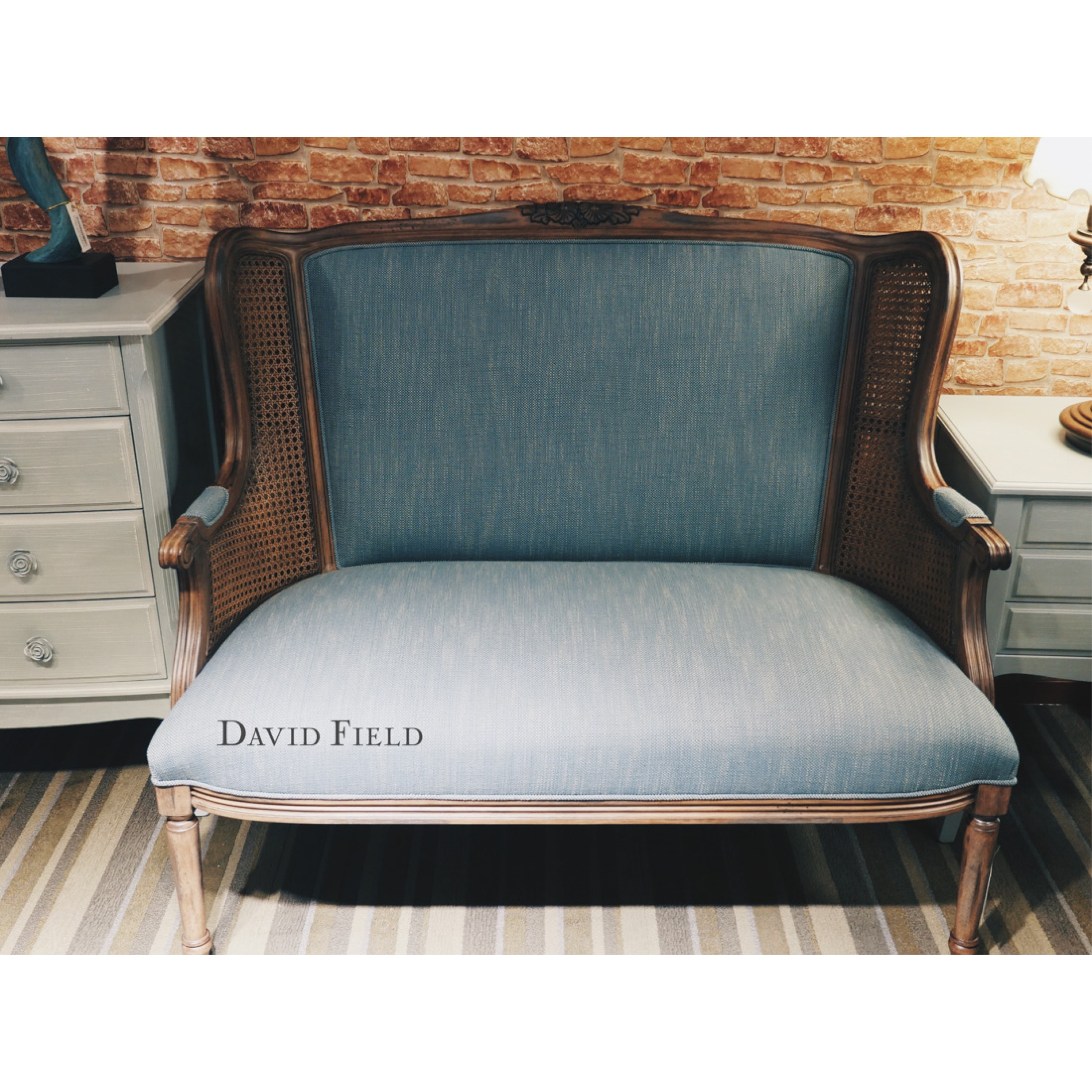 新古典刷藍雙人椅