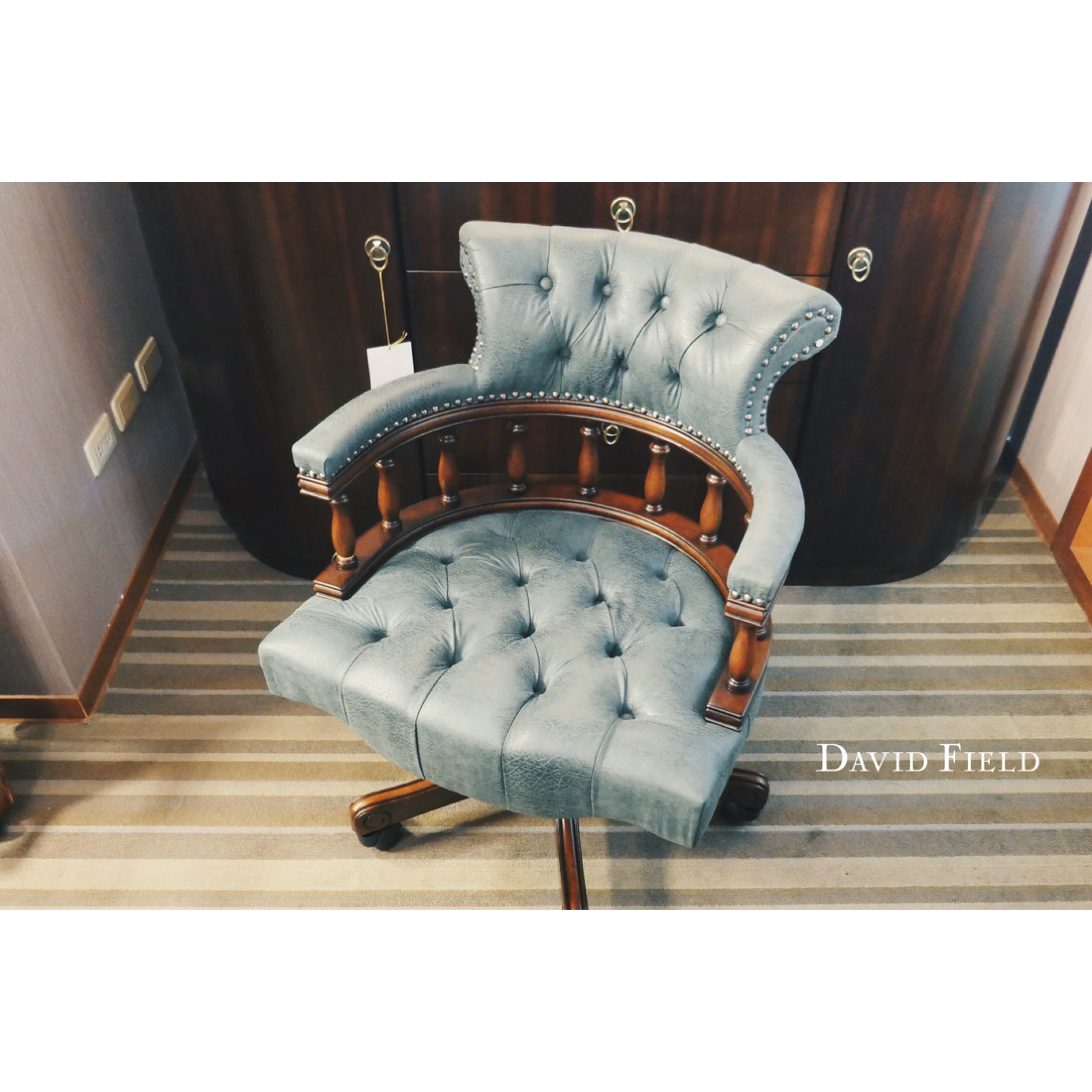 英式復古辦公椅（藍）