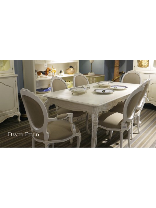 洗白雕花長餐桌椅